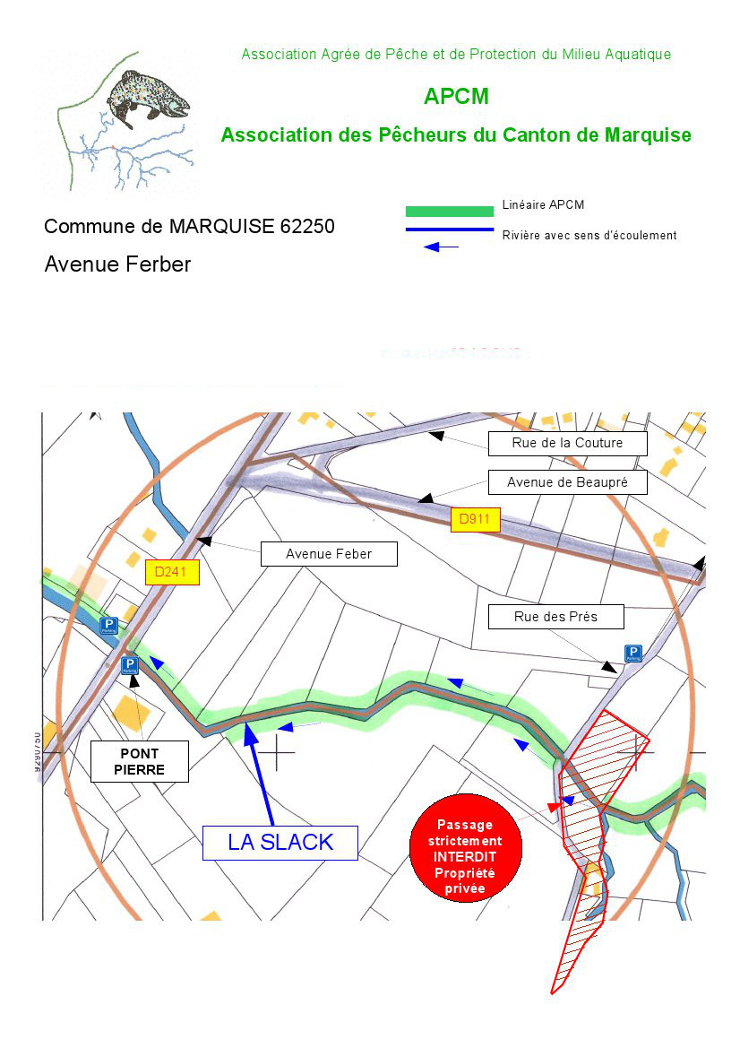 Carte imprimable de la Slack  Marquise au niveau de l'avenue Ferber. Pour l'imprimer, faite un clic droit sur l'image puis Imprimer l'image