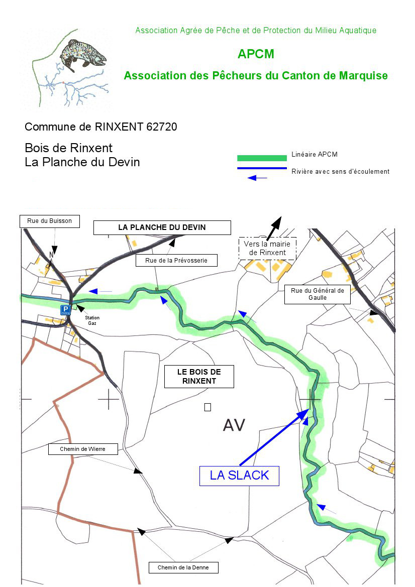 Carte imprimable de la Slack  Rinxent au niveau de la planche du Devin et du bois de Rinxent. Pour l'imprimer, faite un clic droit sur l'image puis Imprimer l'image