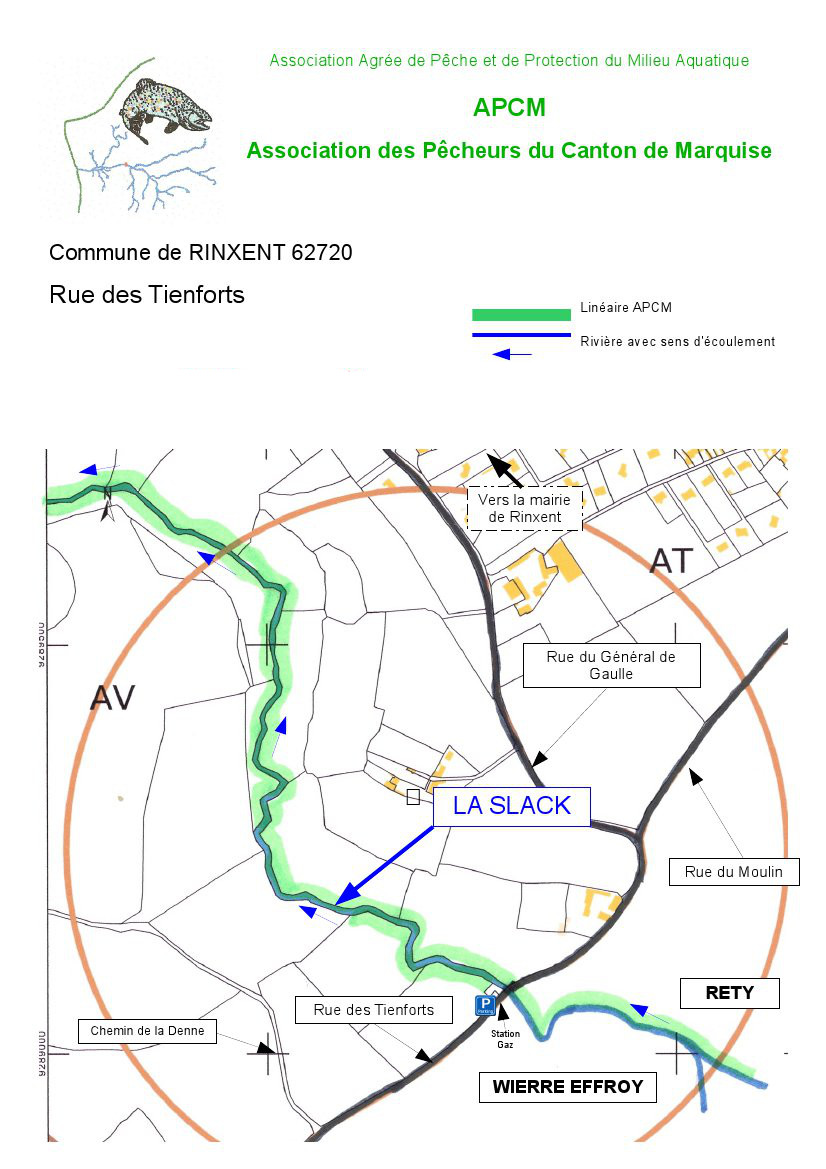 Carte imprimable de la Slack  Rinxent au niveau de la rue des Tienforts. Pour l'imprimer, faite un clic droit sur l'image puis Imprimer l'image